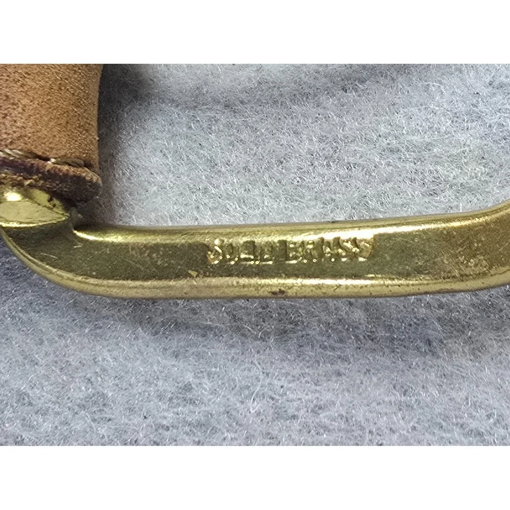 Vintage‎ USA Made Western Leather Belt 42 Woven Cowhide Tan Brass Buckle Texas